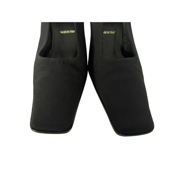 Prada Womens Vero Cucio 37.5  Black Fabric Square Toe Mid Heels Made in Italy - Picture 3 of 9